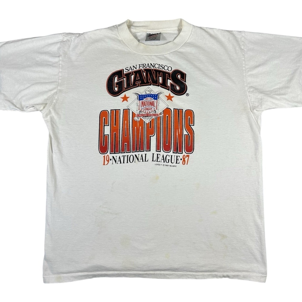 VINTAGE 1987 San Francisco Giants T-Shirt Mens XL White NL Champions Graphic MLB